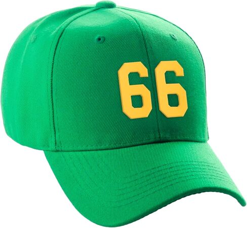 Daxton Structured Baseball Hat Cap Curved Visor Custom Gold Team Number in Saudi Arabia