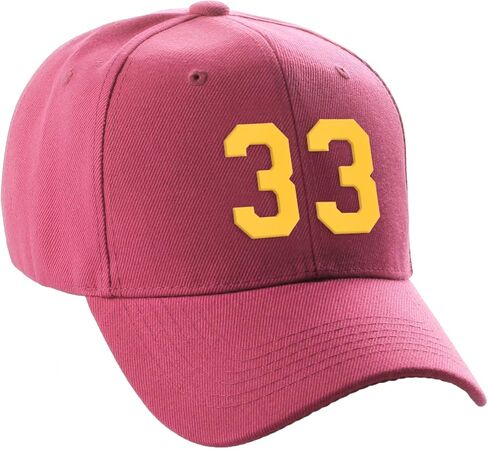Daxton Structured Baseball Hat Cap Curved Visor Custom Gold Team Number in Saudi Arabia