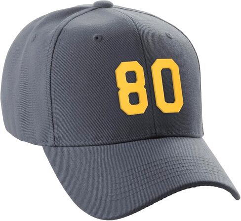 Daxton Structured Baseball Hat Cap Curved Visor Custom Gold Team Number in Saudi Arabia