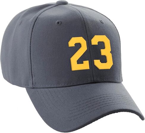 Daxton Structured Baseball Hat Cap Curved Visor Custom Gold Team Number in Saudi Arabia