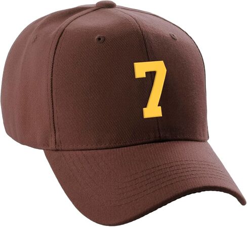 Daxton Structured Baseball Hat Cap Curved Visor Custom Gold Team Number in Saudi Arabia