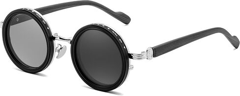 FEISEDY Adjustable Polarized Sunglasses,1-9 Gear Manual Dimming,Wood-Grain Temples,Steampunk Round ND TAC Lenses UV400 B0380 in Saudi Arabia