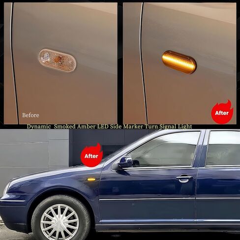 LED Side Marker Turn Signal Light Front Bumper Sequential Blink Amber for VW Golf4 Golf3 MK4 Jetta GTI R32 Passat B5 Lupo Polo Sharan Vento Fox Amarok T5 Bora, C-Max Fiesta Focus Fusion, 2PCS in Kuwait