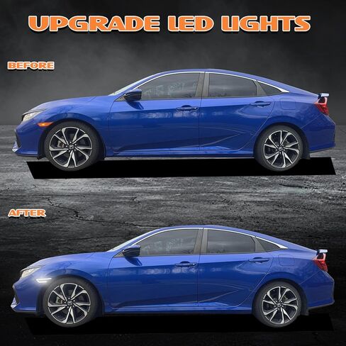 White LED Side Marker Lights for Honda Civic 2016-2021 10th Gen Civic Sedan Coupe Hatchback, Front Bumper Fender Turn Signal Reflector Daytime Running Lights, Smoked Lens 2PCS in Kuwait