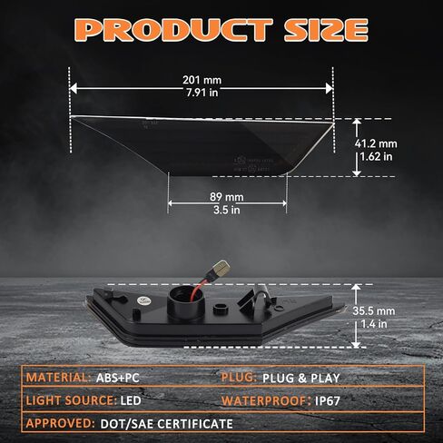 White LED Side Marker Lights for Honda Civic 2016-2021 10th Gen Civic Sedan Coupe Hatchback, Front Bumper Fender Turn Signal Reflector Daytime Running Lights, Smoked Lens 2PCS in Kuwait