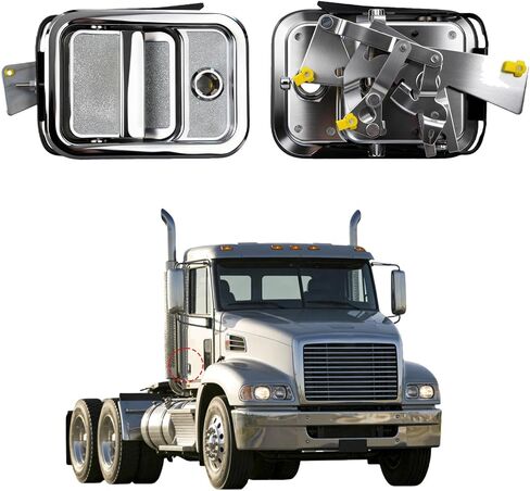 مقبض الباب الخارجي الأمامي من جانب السائق لسيارة Freightliner Columbia 2003-2011، القرن 2003-2010، مقابض الأبواب المصنوعة من الكروم شديدة التحمل مع أسطوانات القفل والمفاتيح - استبدال نمط OE in Kuwait