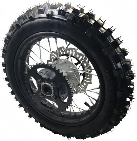 12 "Rear Wheel Rim Tire Assembly for Dirt Bike 80/100-12 3.00-12 12mm axle Rear Wheel Rim Tire Fits 50cc-125cc dirt bike TTR SSR CRF Apollo Includes brake disc and sprocket in Saudi Arabia