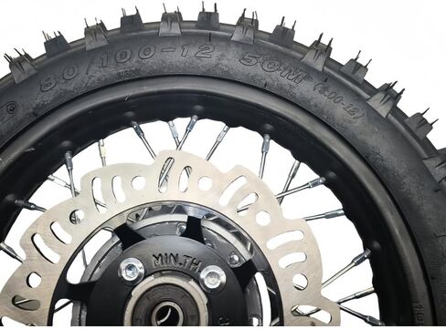 12 "Rear Wheel Rim Tire Assembly for Dirt Bike 80/100-12 3.00-12 12mm axle Rear Wheel Rim Tire Fits 50cc-125cc dirt bike TTR SSR CRF Apollo Includes brake disc and sprocket in Saudi Arabia