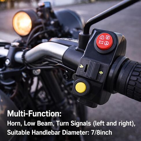 Motorcycle Handlebar Switch, 7/8 inch Universal Motorcycle Handlebar Mount Turn High Low Beam Control Switch with Wire for Motorbike, Electric Bike in Saudi Arabia