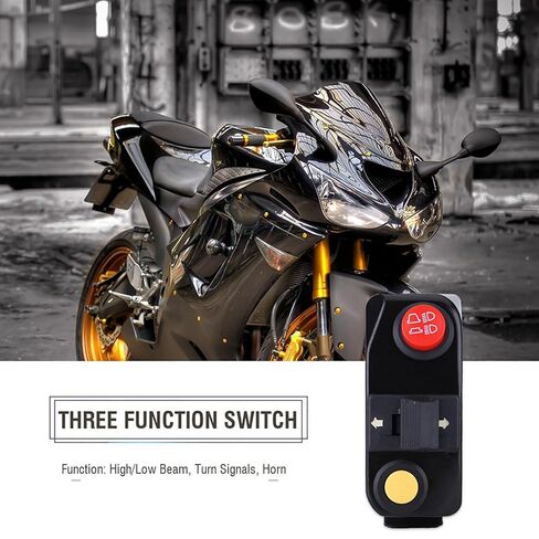 Motorcycle Handlebar Switch, 7/8 inch Universal Motorcycle Handlebar Mount Turn High Low Beam Control Switch with Wire for Motorbike, Electric Bike in Saudi Arabia