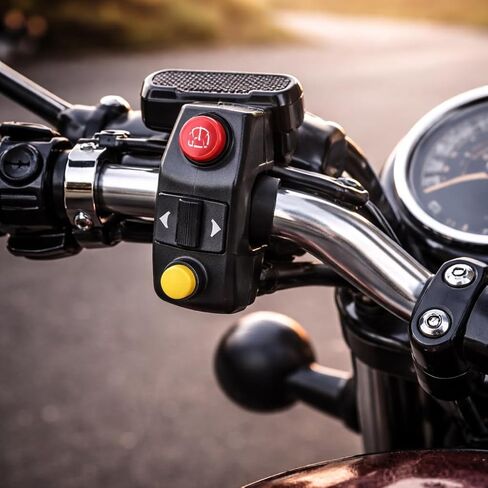 Motorcycle Handlebar Switch, 7/8 inch Universal Motorcycle Handlebar Mount Turn High Low Beam Control Switch with Wire for Motorbike, Electric Bike in Saudi Arabia