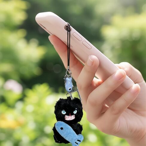 Plush Puffed-up Kitten Keychain – 2 Pack Stuffed Cat with Fish Keyring, Angry Kitten Design Featuring a “Don’t Take My Fish"‑Style Expression, Car Key Accessories for Women, Personality Décor in Kuwait