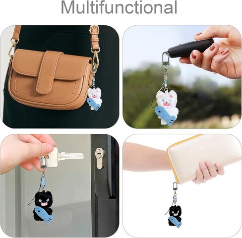 Plush Puffed-up Kitten Keychain – 2 Pack Stuffed Cat with Fish Keyring, Angry Kitten Design Featuring a “Don’t Take My Fish"‑Style Expression, Car Key Accessories for Women, Personality Décor in Kuwait