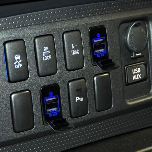 Blue Led Dual USB Port Charger Socket with Cable for Toyota FJ Cruiser Prado Landcruiser Tacoma 4Runner Quick Charge 3.0 Waterproof Cover (40mm x 22mm) in Saudi Arabia