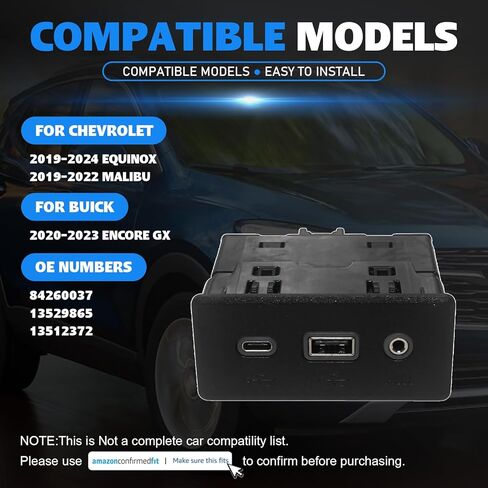 13529865 USB Port Audio Player and USB Receptacle for Chevrolet Equinox 2019-2024 Malibu 2019-2022 Buick Encore GX 2020-2023 Replace 84260037 13512372 in Kuwait
