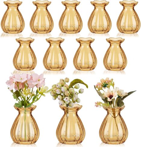 20 Pieces Glass Bud Vases for Centerpieces Bulk Mini Flower Bouquets Vases Small Cute Crystal Ribbed Glass Bud in Bulk for Wedding Baby Bridal Shower Table Party Home Decor (Clear) in Saudi Arabia