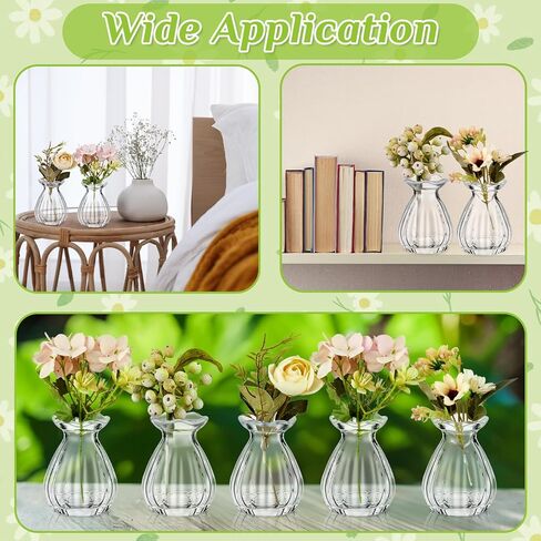 20 Pieces Glass Bud Vases for Centerpieces Bulk Mini Flower Bouquets Vases Small Cute Crystal Ribbed Glass Bud in Bulk for Wedding Baby Bridal Shower Table Party Home Decor (Clear) in Saudi Arabia