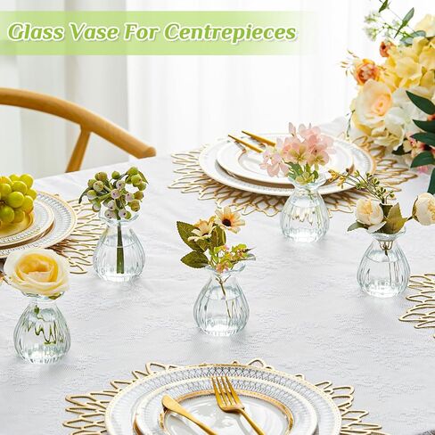 20 Pieces Glass Bud Vases for Centerpieces Bulk Mini Flower Bouquets Vases Small Cute Crystal Ribbed Glass Bud in Bulk for Wedding Baby Bridal Shower Table Party Home Decor (Clear) in Saudi Arabia