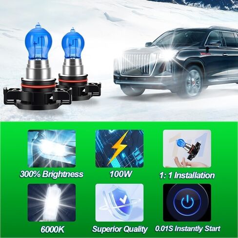 Fit For Jeep Grand Cherokee 2011-2013 Combo 9005 High Beam H11 Low Beam Halogen Headlight + 5202/H16 Fog Light Bulbs Replacement Kit, 100W 6000K 300% Super Brighter in Kuwait