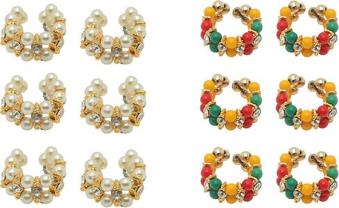 مجموعة مكونة من 6 أزواج من أساور تصميم الله لمجموعة Ganesh/Laddu Gopal/Devi Maa/Radha Krishna Haar Sringar Deity Jewellery لجميع تمثال الله ديكورات مهرجان هولي التقليدية الهندية (الحجم-0.5") in Saudi Arabia