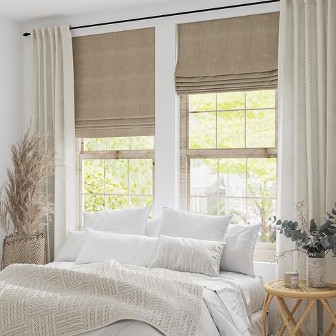 Motorized Roman Shades with Remote, Cordless Smart Blackout or Light Filtering Roman Blinds, Automatic Window Blinds for Bedroom, Living Room, Kitchen, Office, Custom Size in Saudi Arabia