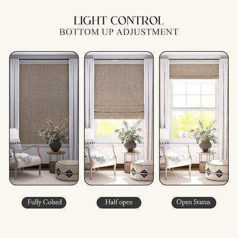 Motorized Roman Shades with Remote, Cordless Smart Blackout or Light Filtering Roman Blinds, Automatic Window Blinds for Bedroom, Living Room, Kitchen, Office, Custom Size in Saudi Arabia