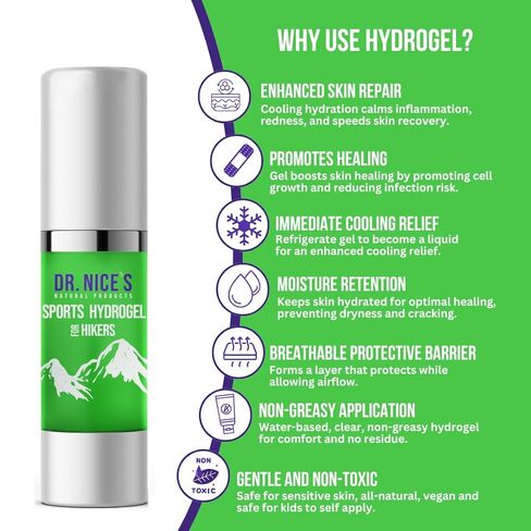 Dr. Nice's Sports Hydrogel - for Hikers | for Instant Blister & Chafe Relief, Non-Toxic | for Chafe and Crack Relief | All-Natural | Designed to Support The Healing Process in Saudi Arabia
