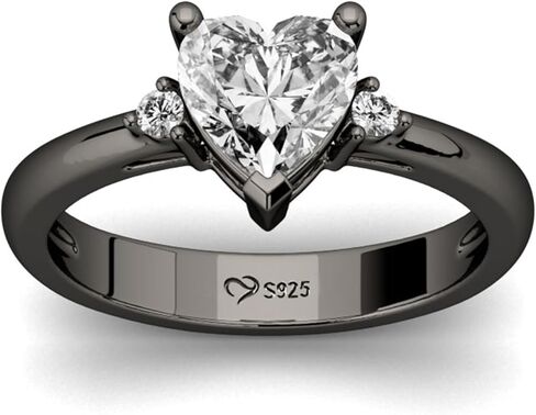 Jeulia 2.3 ct Vintage Gothic Skull Rings Three Stone Heart Cubic Zirconia Crystal Biker Cocktail Party Rings for Women Halloween Christmas Gifts with Jewelry Box in Kuwait