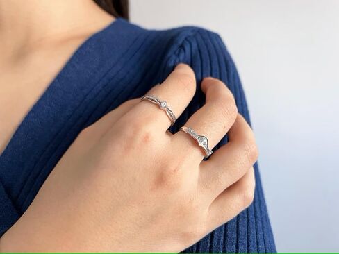 الأزواج من الفضة الإسترليني المتطابقة مع خواتم وعد الملكة الملكة لها، له، للنساء، خاتم خطوبة زفاف قابل للتعديل، غلاف هدية in Kuwait