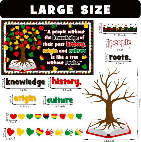 مجموعة تزيين لوحة الإعلانات لشهر التاريخ الأسود، ديكورات الفصول الدراسية الأمريكية الأفريقية لشهر فبراير الملهمة لشجرة القلب وأوراق الشجر والمكتبة والمدرسة ونافذة المنزل وديكور الباب للمعلم in Kuwait