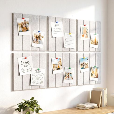 Felt Bulletin Board Tiles 36" x 24", 6-Pack Cork Board for Office, Pin Board with 30 Pushpins Cork Boards for Office Decor Walls Organizer, 40 Adhesive Tabs Included - Oatmeal in Saudi Arabia