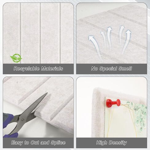 Felt Bulletin Board Tiles 36" x 24", 6-Pack Cork Board for Office, Pin Board with 30 Pushpins Cork Boards for Office Decor Walls Organizer, 40 Adhesive Tabs Included - Oatmeal in Saudi Arabia