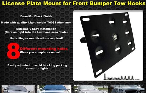 JDM Style Front Bumper Tow Hook License Plate Mounting Bracket Holder Adapter Relocator for 2013-2021 Scion FR-S Subaru BRZ(Black) in Kuwait