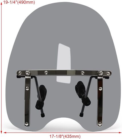 زجاج أمامي كبير مقاس 19 بوصة × 17 بوصة للدراجات النارية متوافق مع هوندا كاواساكي وهارلي ديفيدسون وسوزوكي وياماها دخان in Kuwait