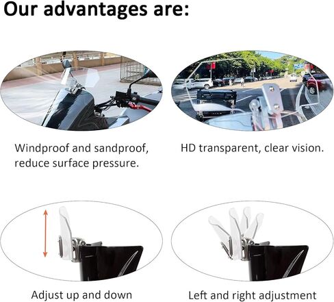 Universal Motorcycle Windshield Extension Adjustable Spoiler Windscreen Extender for Motorcycle(Transparent) in Saudi Arabia