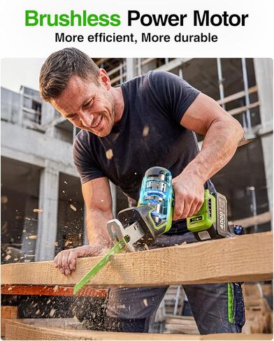 منشار ترددي لاسلكي، منشار ترددي بدون فرش بقوة 3000 دورة في الدقيقة مع بطارية 21 فولت 2 × 4.0 أمبير، شوط ترددي 28 مم، تغيير شفرة 8 بدون أدوات منشار لقطع الخشب والمعدن PVC in Kuwait