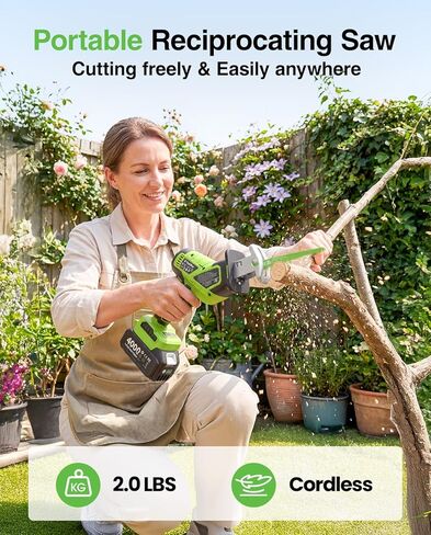 منشار ترددي لاسلكي، منشار ترددي بدون فرش بقوة 3000 دورة في الدقيقة مع بطارية 21 فولت 2 × 4.0 أمبير، شوط ترددي 28 مم، تغيير شفرة 8 بدون أدوات منشار لقطع الخشب والمعدن PVC in Kuwait