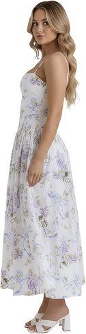 Women's Long Floral Dresses Halter Square Neck Ruffle Hem A-Line Suitable for Coctail Club Night Out Dresses in Saudi Arabia