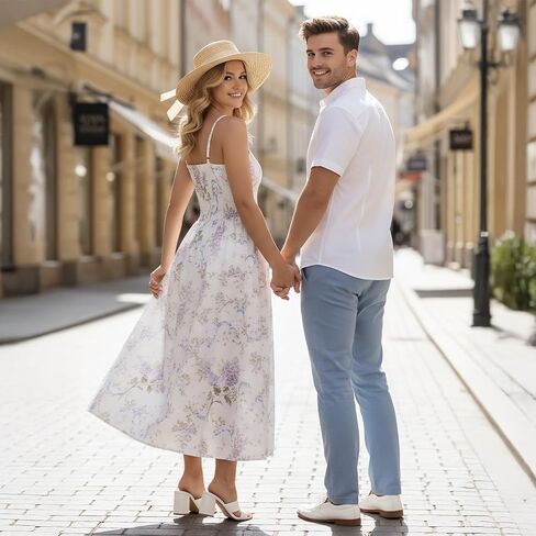 Women's Long Floral Dresses Halter Square Neck Ruffle Hem A-Line Suitable for Coctail Club Night Out Dresses in Saudi Arabia