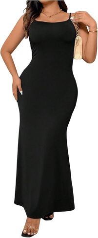 Women's Plus Size Bodycon Maxi Dress Summer Scoop Neck Fishtail Spaghetti Strap Going Out Dresses in Saudi Arabia