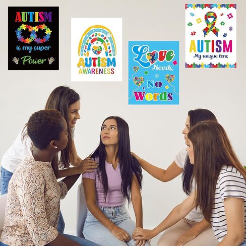 RUBOAOA Autism Awareness Month Posters, 12 Pcs Inspirational Autism Awareness Wall Art for Classroom, Bulletin Board Decorations, Autistic School Counseling Room Accessaries14×11 Inch in Kuwait