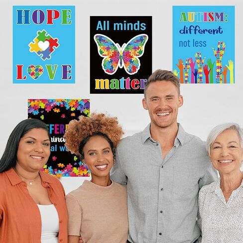 RUBOAOA Autism Awareness Month Posters, 12 Pcs Inspirational Autism Awareness Wall Art for Classroom, Bulletin Board Decorations, Autistic School Counseling Room Accessaries14×11 Inch in Kuwait