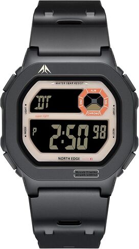 ساعة NORTH EDGE للرجال والنساء رقمية مقاومة للماء | حزام TPU | حفظ الوقت العادي خفيف الوزن (HR، Min، SEC، PM، التاريخ، اليوم) العد التنازلي | ضوء LED | منبه يومي | غفوة in Kuwait