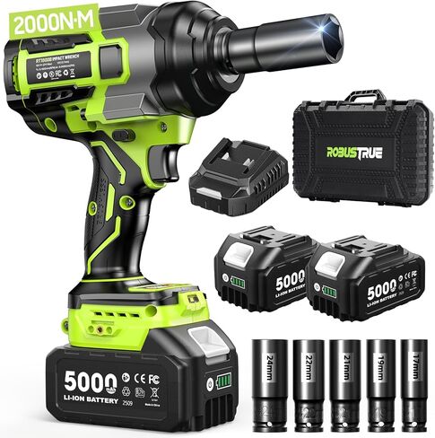 1000N.m(740ft-lbs) مفتاح ربط لاسلكي، عزم دوران عالي بدون فرش 1/2 مسدس تأثير، بطارية 21 فولت 2 × 4.0 أمبير، شاحن سريع، 4 مقابس، بيستولا دي إمباكتو لمحرك شاحنة إطارات السيارة المنزلية in Kuwait