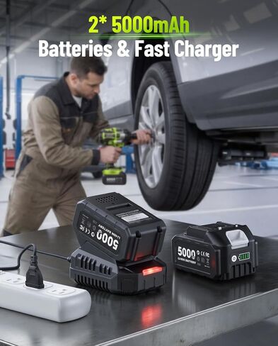 1000N.m(740ft-lbs) مفتاح ربط لاسلكي، عزم دوران عالي بدون فرش 1/2 مسدس تأثير، بطارية 21 فولت 2 × 4.0 أمبير، شاحن سريع، 4 مقابس، بيستولا دي إمباكتو لمحرك شاحنة إطارات السيارة المنزلية in Kuwait