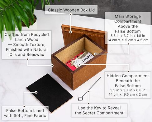 Wooden Box with Hidden Compartment under False Bottom, Wooden Storage Box with Lid, Jewelry Box in Saudi Arabia