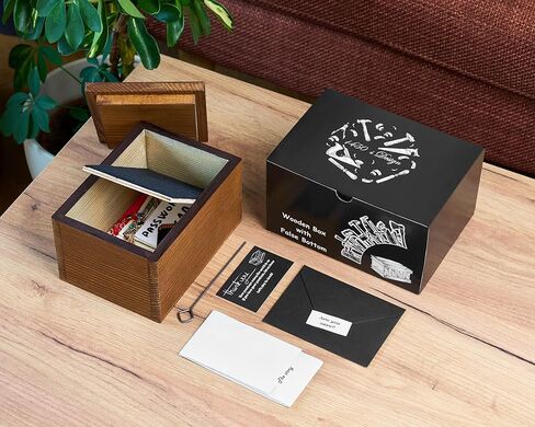 Wooden Box with Hidden Compartment under False Bottom, Wooden Storage Box with Lid, Jewelry Box in Saudi Arabia