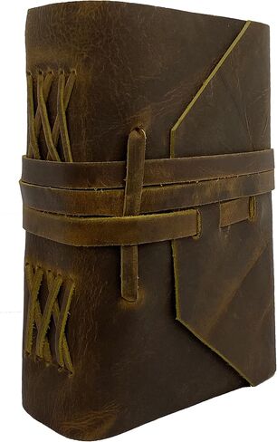 مجلة جلدية عتيقة | 240 صفحة، ورق حافة ديكلي | دفتر كتابة أنيق ومتين | يوميات السفر | رفيقك المثالي للكتابة والرسم | 7 "× 5" in Kuwait