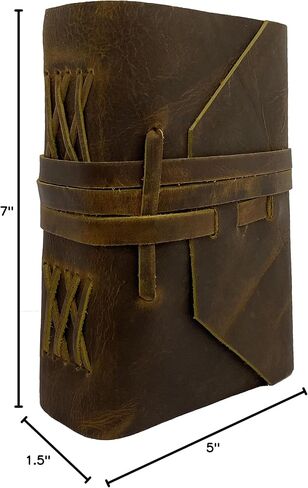 مجلة جلدية عتيقة | 240 صفحة، ورق حافة ديكلي | دفتر كتابة أنيق ومتين | يوميات السفر | رفيقك المثالي للكتابة والرسم | 7 "× 5" in Kuwait