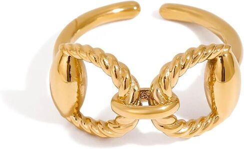 خواتم هورسبيت ذهبية مكتنزة للنساء خواتم بيان عتيقة خاتم الفروسية قابل للتعديل مجوهرات غربية in Kuwait